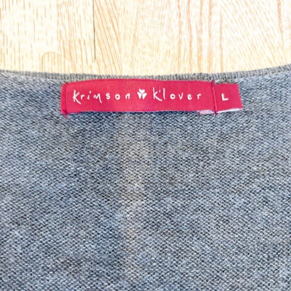 Krimson Klover 100% Wool Gray V-Neck Sweater Size Large - Picture 3 of 7